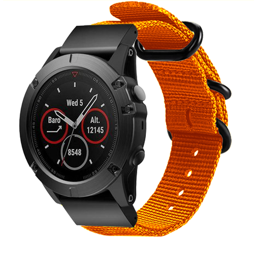 Strap-it Garmin Forerunner 970 nylon gesp band (oranje)
