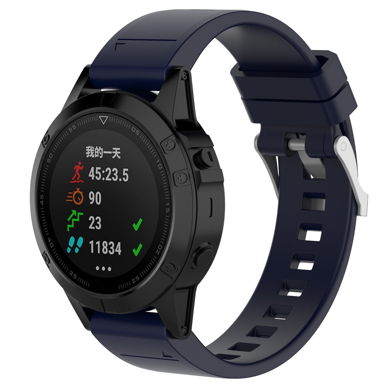 Strap-it Garmin Forerunner 970 glossy silicone band (donkerblauw)