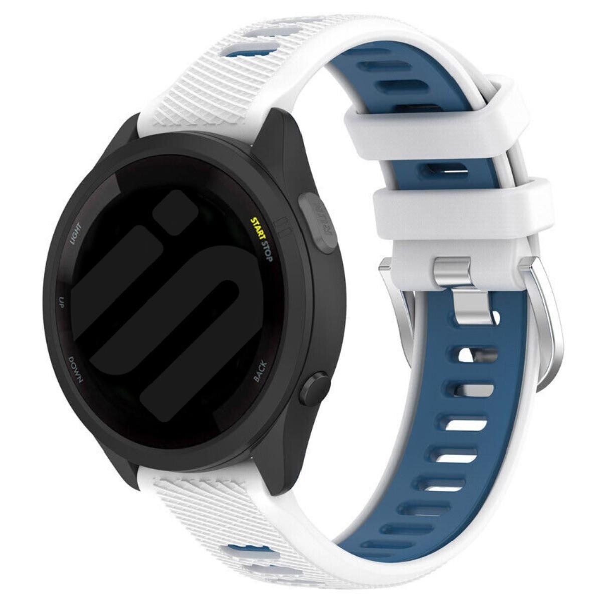 Strap-it Garmin Forerunner 570 - 42mm sport gesp bandje (wit/blauw)