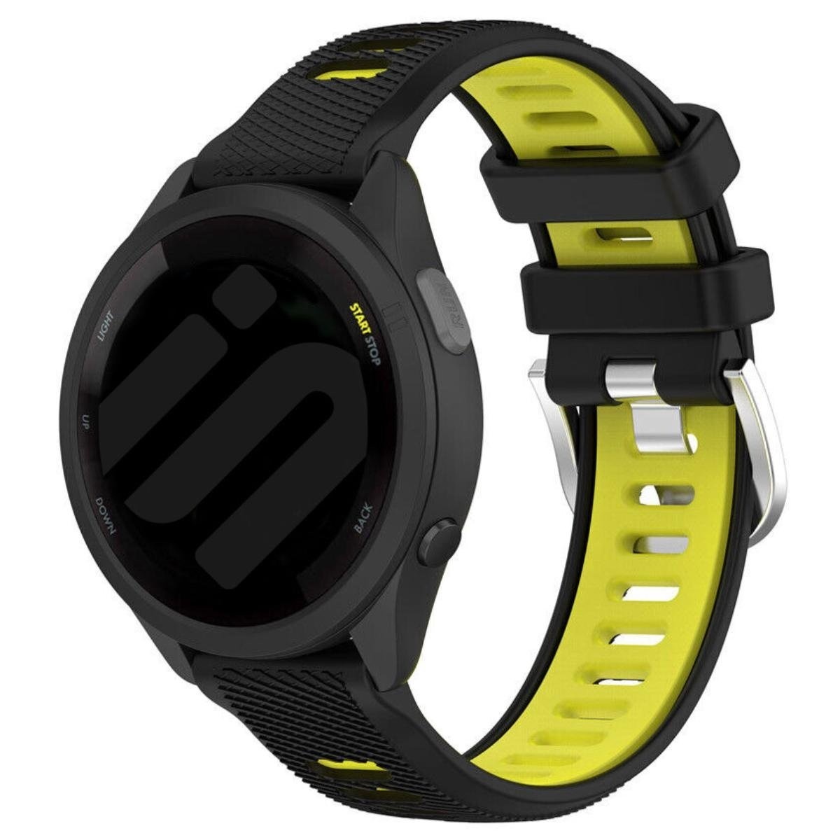 Strap-it Garmin Forerunner 570 - 42mm sport gesp bandje (zwart/geel)