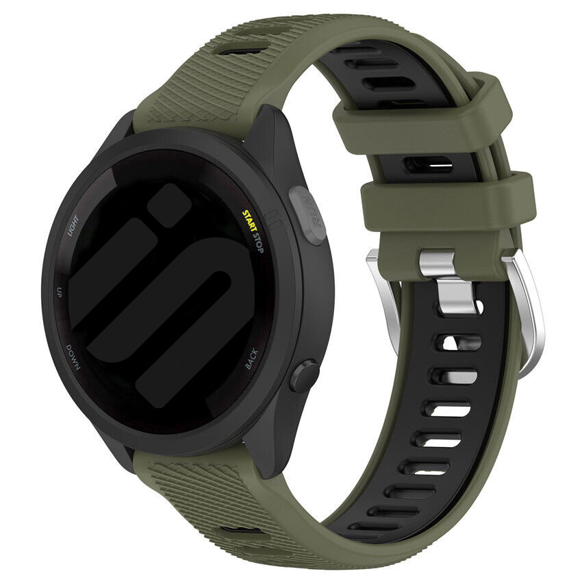 Strap-it Garmin Forerunner 570 - 42mm sport gesp bandje (olijfgroen/zwart)
