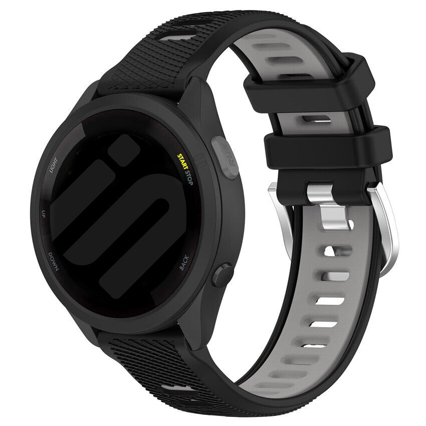 Strap-it Garmin Forerunner 570 - 42mm sport gesp bandje (zwart/grijs)