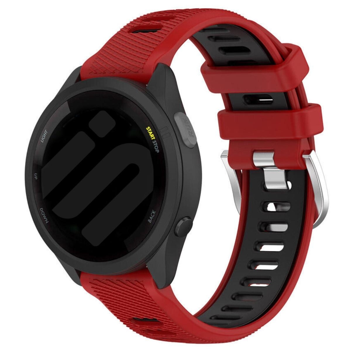 Strap-it Garmin Forerunner 570 - 42mm sport gesp bandje (rood/zwart)