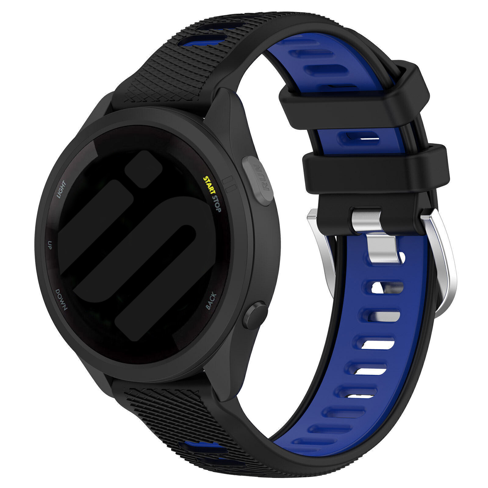 Strap-it Garmin Forerunner 570 - 42mm sport gesp bandje (zwart/blauw)