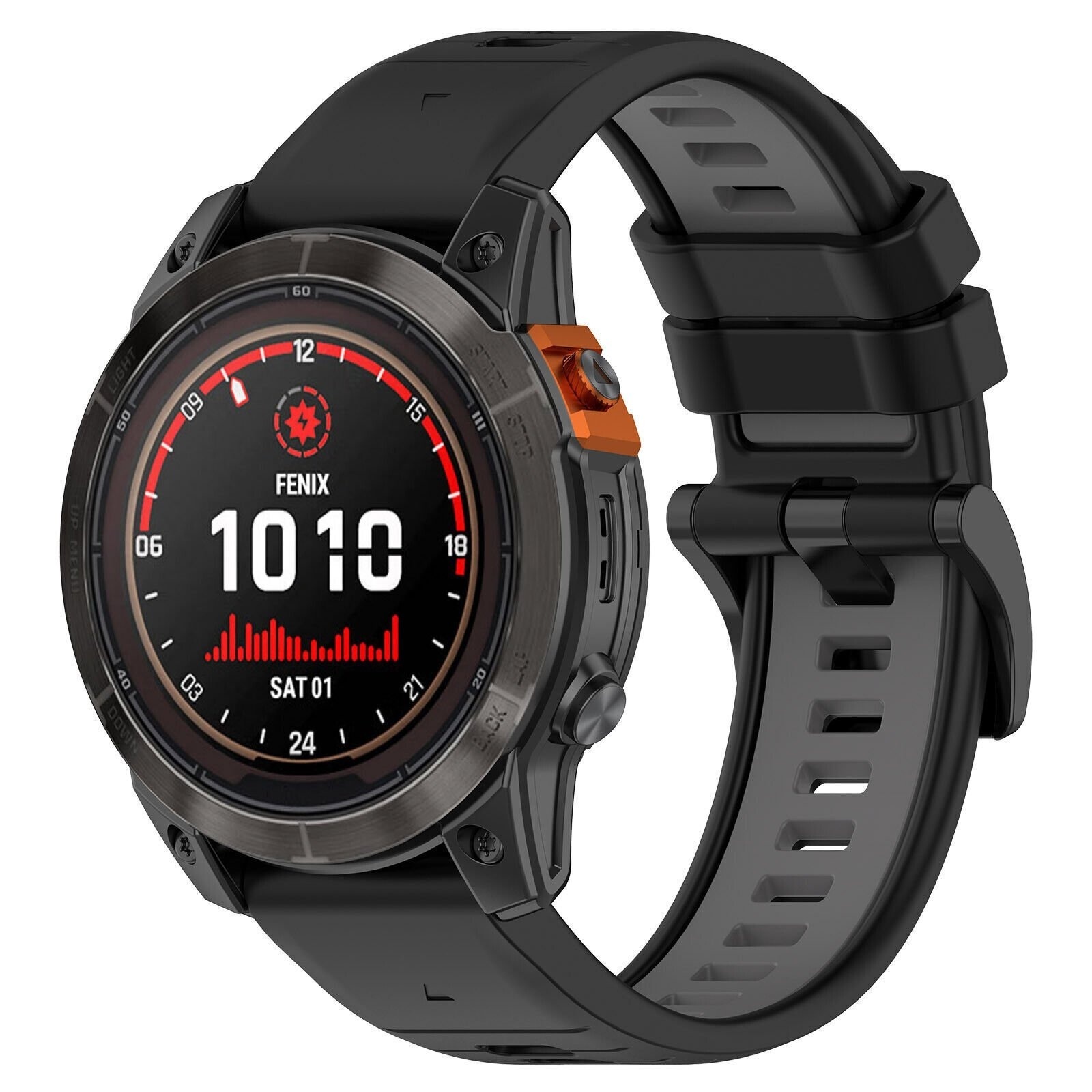 Strap-it Garmin Forerunner 970 sport gesp band (zwart/grijs)