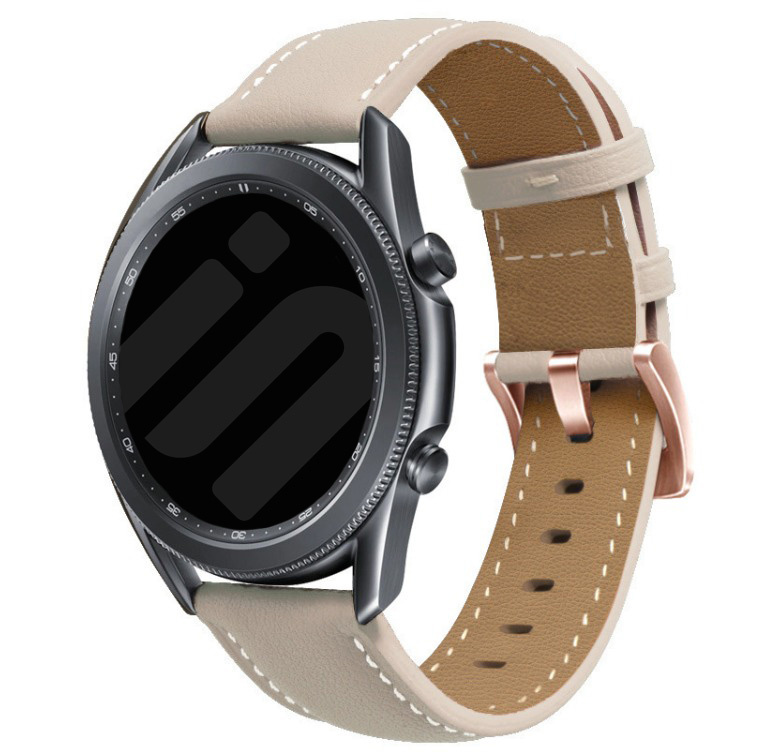 Strap-it Huawei Watch 5 - 42mm leren band (beige)