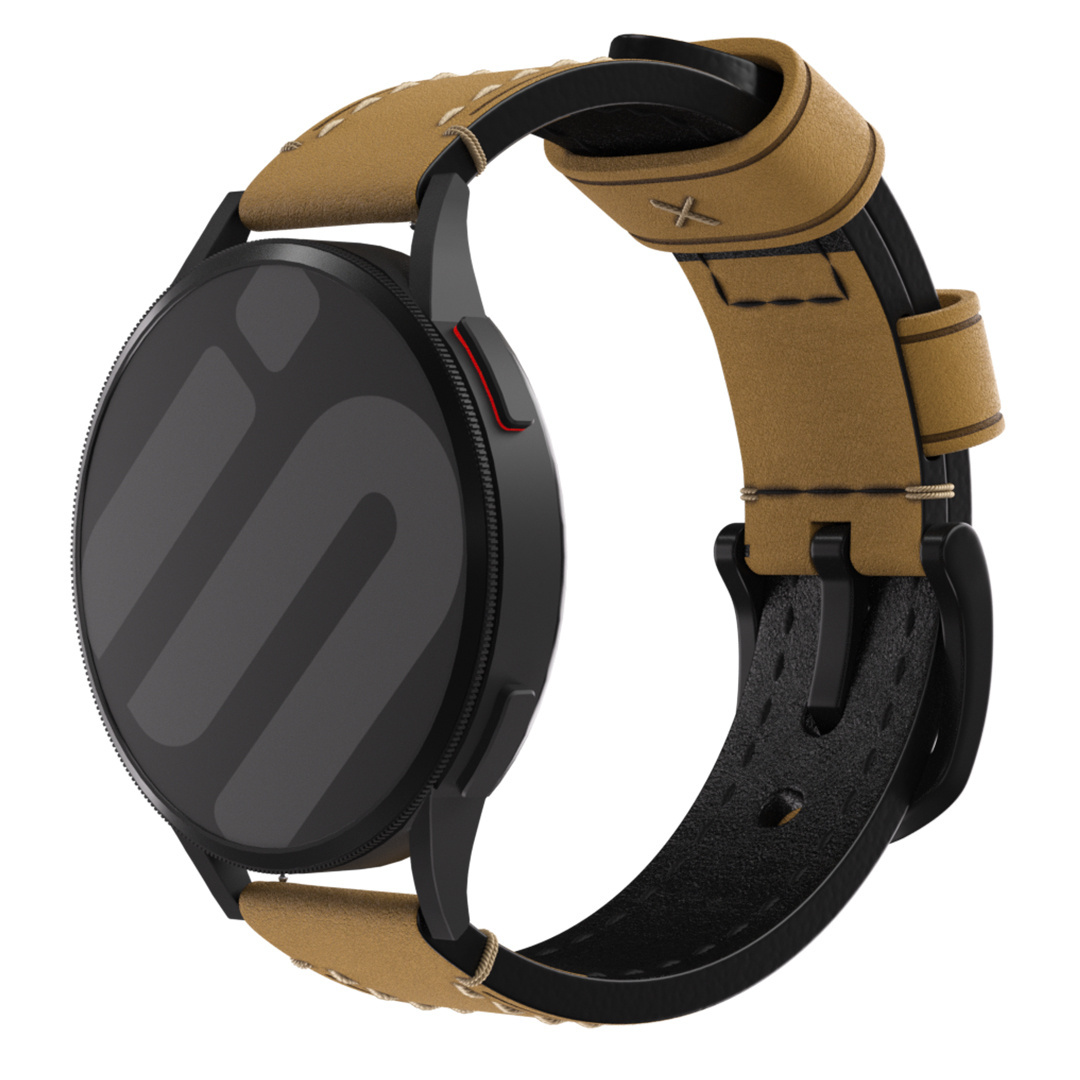 Strap-it Huawei Watch 5 - 42mm genuine leren band (bruin)