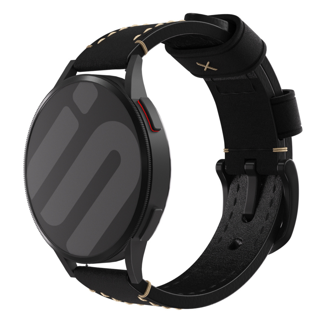 Strap-it Huawei Watch 5 - 42mm genuine leren band (zwart)