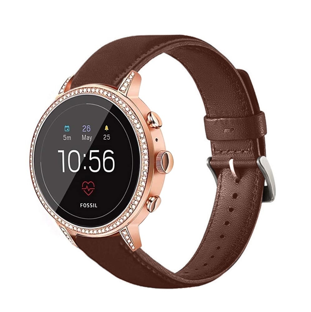 Strap-it Huawei Watch 5 - 42mm leren band (roodbruin)
