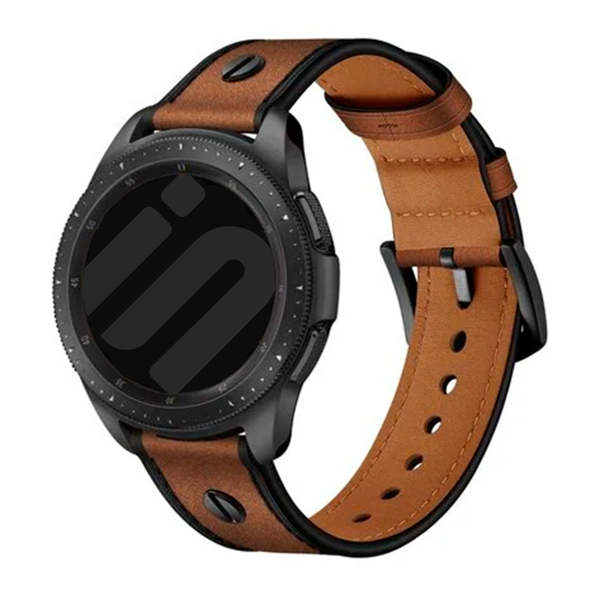 Strap-it Huawei Watch 5 - 46mm geschroefde leren bandje (donkerbruin)