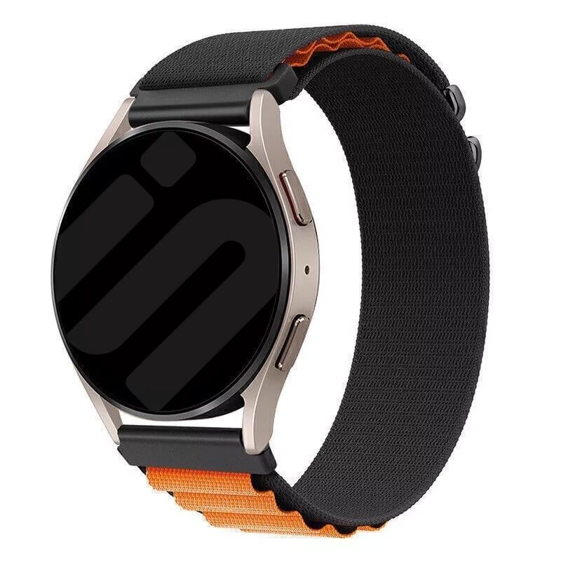 Strap-it Huawei Watch 5 - 46mm Alpine nylon bandje (zwart/oranje)
