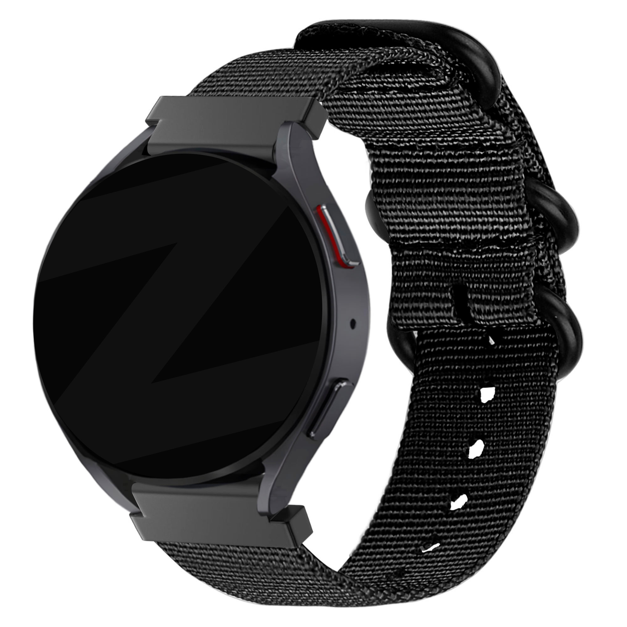 Bandz Huawei Watch 5 - 46mm nylon band met gesp (zwart)