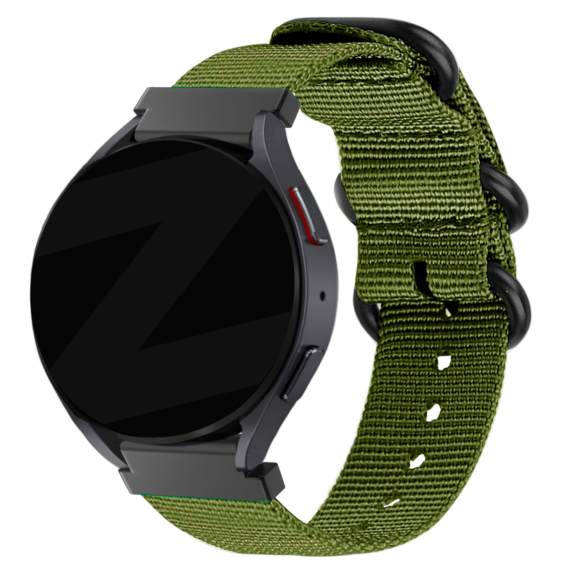 Bandz Huawei Watch 5 - 46mm nylon band met gesp (groen)