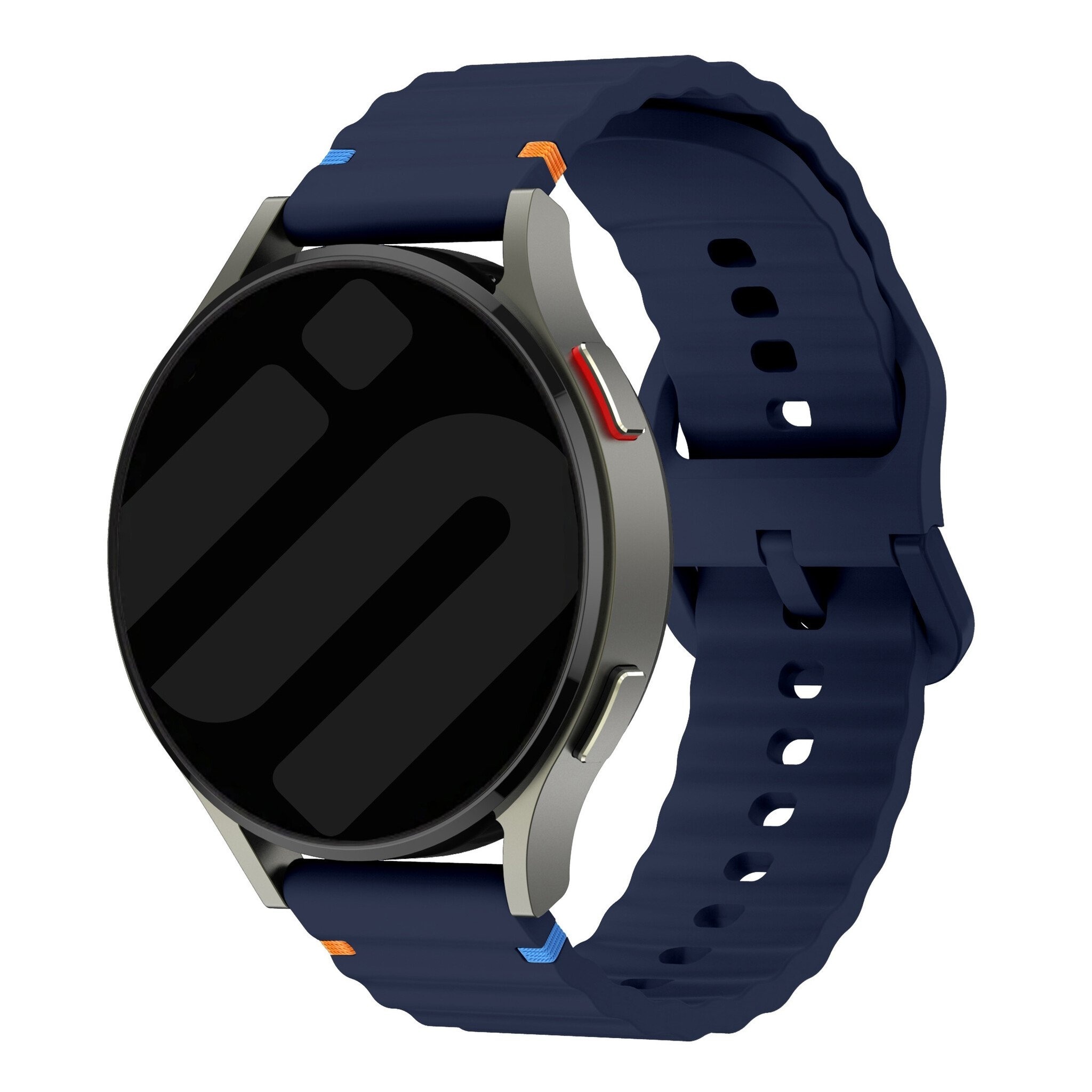 Strap-it Huawei Watch 5 - 46mm wave siliconen bandje (donkerblauw)