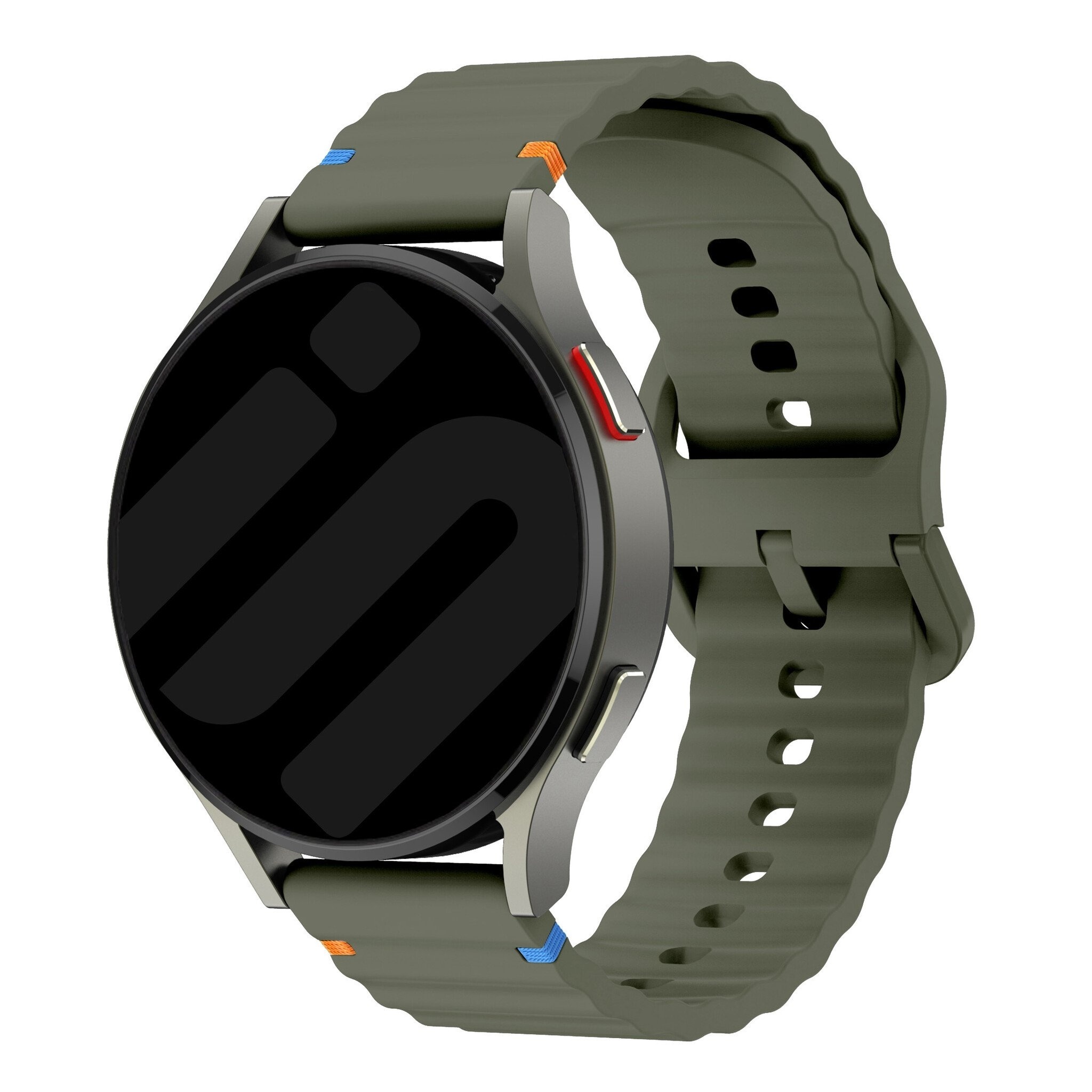 Strap-it Huawei Watch 5 - 46mm wave siliconen bandje (legergroen)