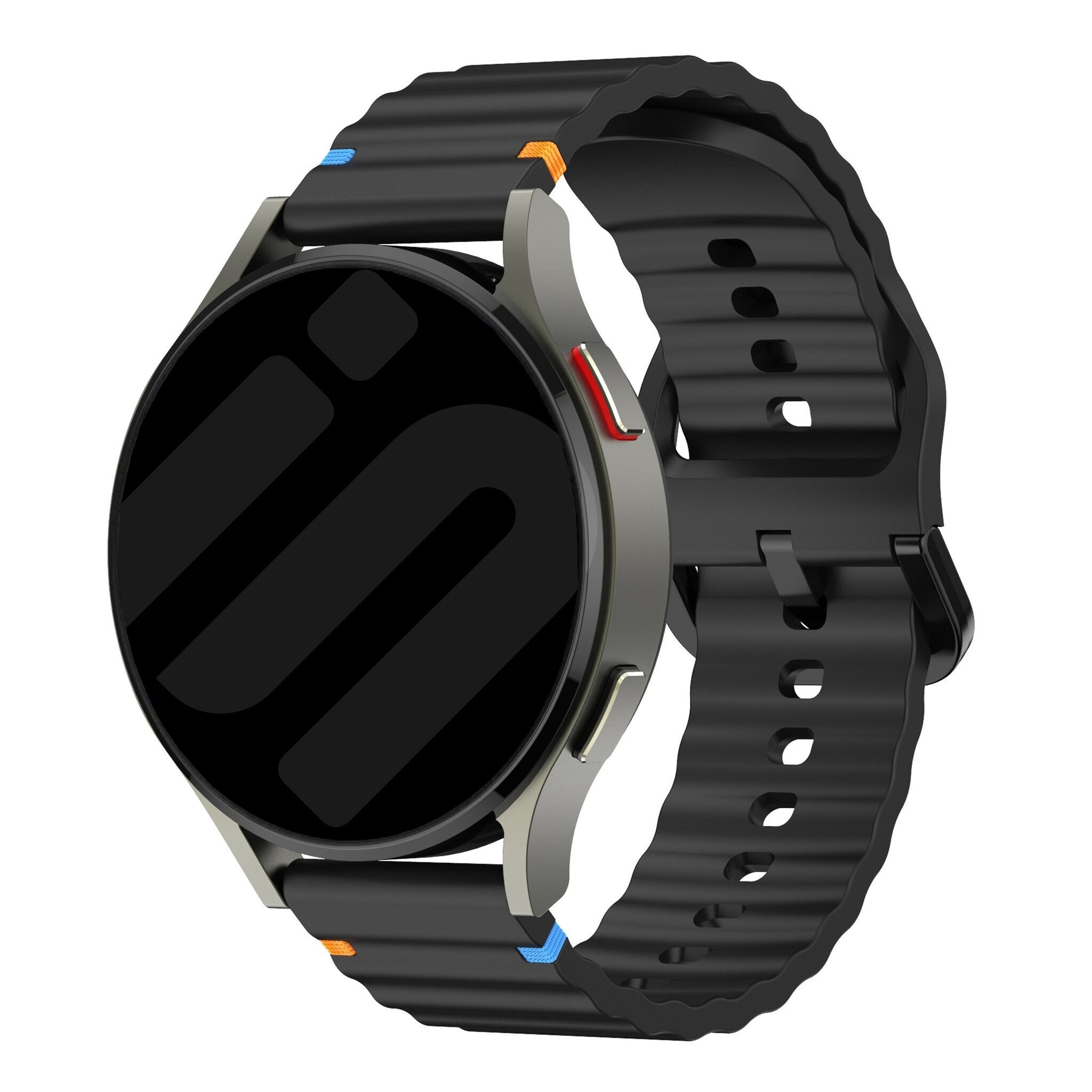 Strap-it Huawei Watch 5 - 46mm wave siliconen bandje (zwart)