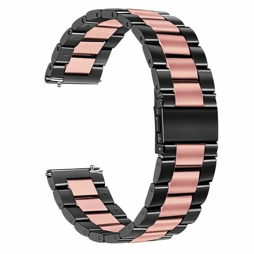 Strap-it Huawei Watch 5 - 42mm stalen band zwart/roze