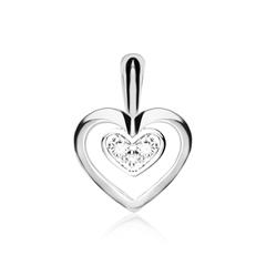 Unique Dames hanger met hart in 14k witgoud met Diamanten