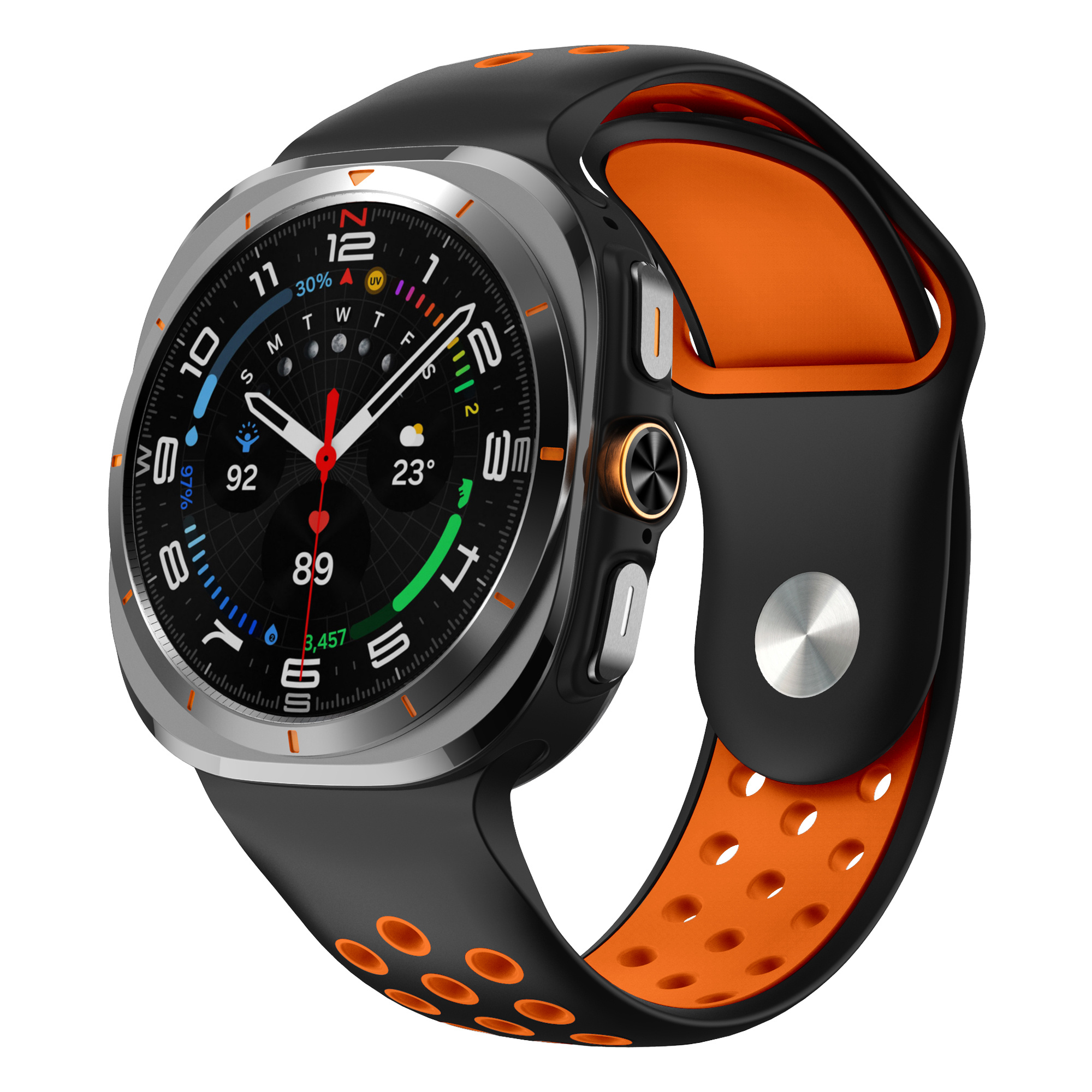 Strap-it Samsung Galaxy Watch Ultra sport band (zwart/oranje)