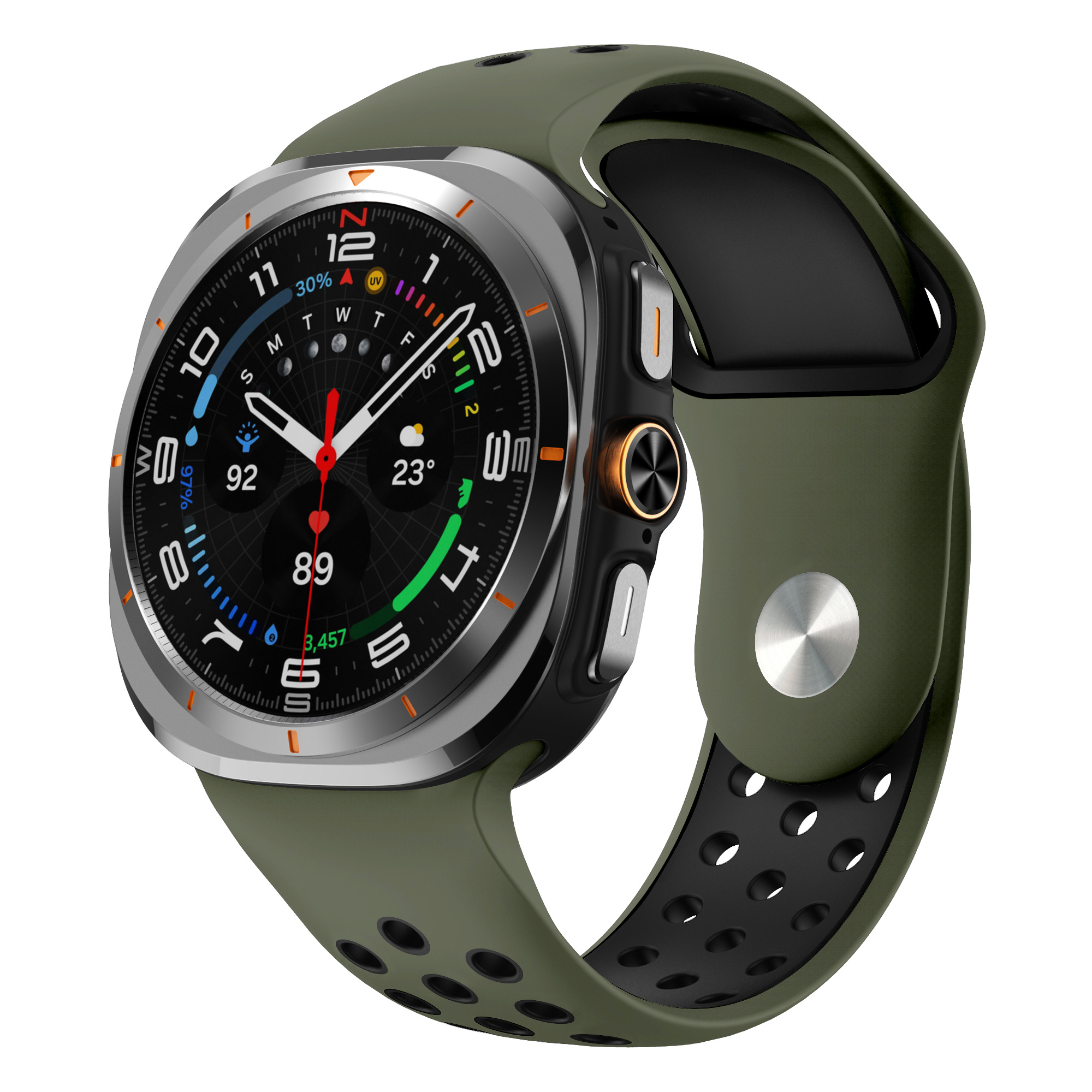 Strap-it Samsung Galaxy Watch Ultra sport band (legergroen/zwart)