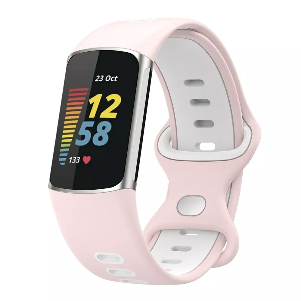 Strap-it Fitbit Charge 6 sport band (roze/wit)
