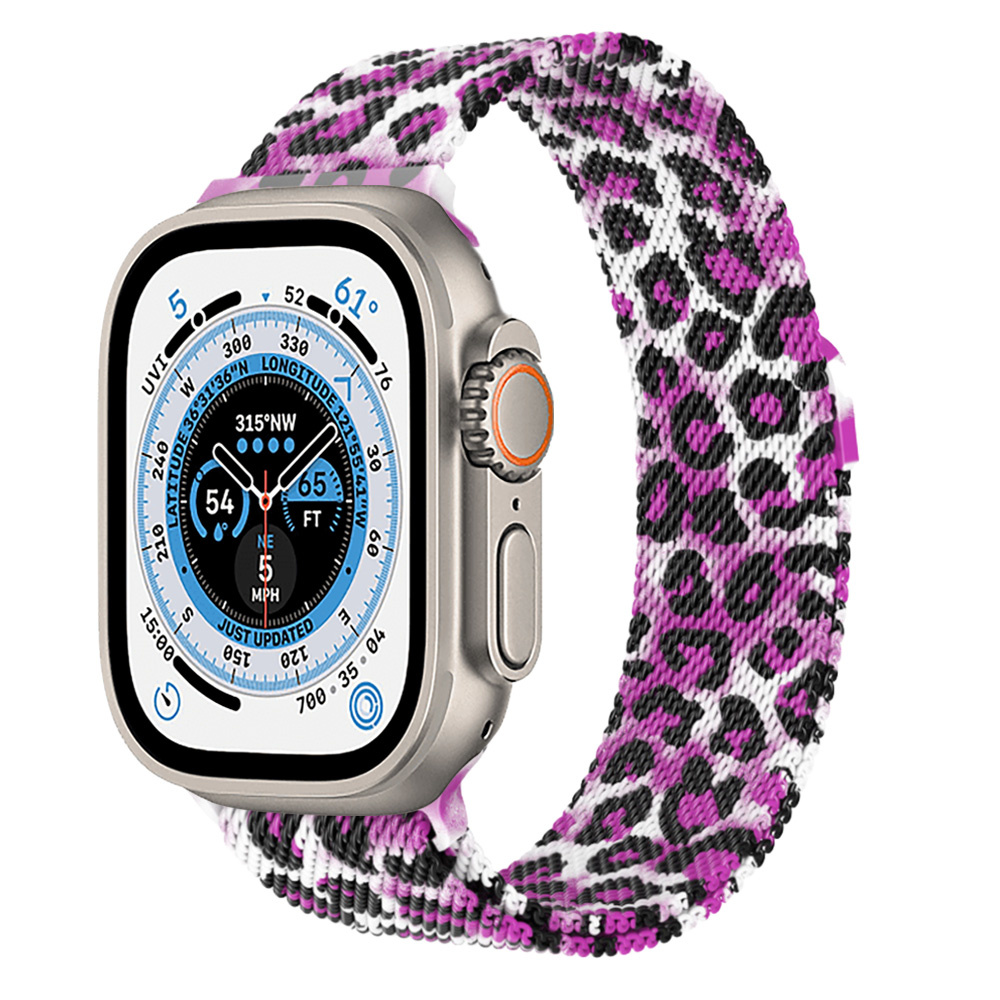 Strap-it Apple Watch Ultra Milanese band (purple leopard)