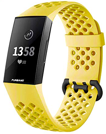 Strap-it Fitbit Charge 4 siliconen bandje met gaatjes (geel)