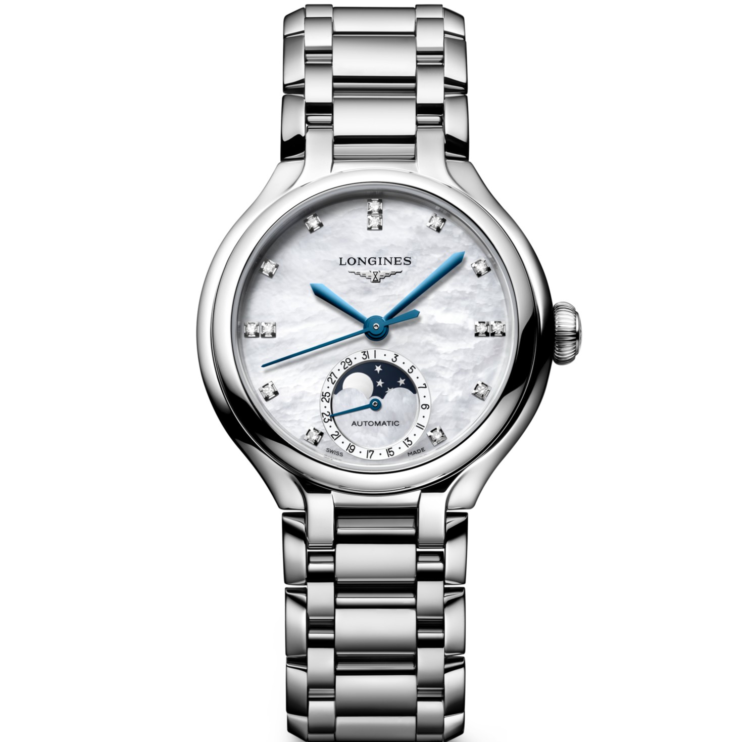 Longines primaluna moonphase met diamant 34mm