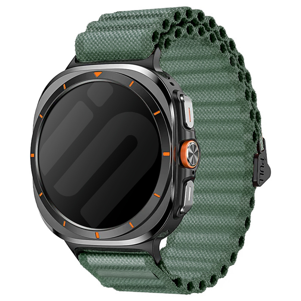 Strap-it Samsung Galaxy Watch Ultra 2025 outdoor nylon bandje (donkergroen)