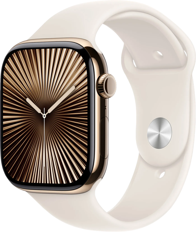 Apple Watch Series 10 4G 46mm Titanium Goud Sportband M/L