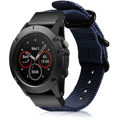 Strap-it Garmin Epix Gen 2 nylon gesp band (blauw)