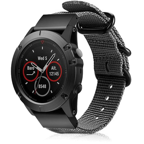 Strap-it Garmin Fenix 5 / 6 nylon gesp band (grijs)