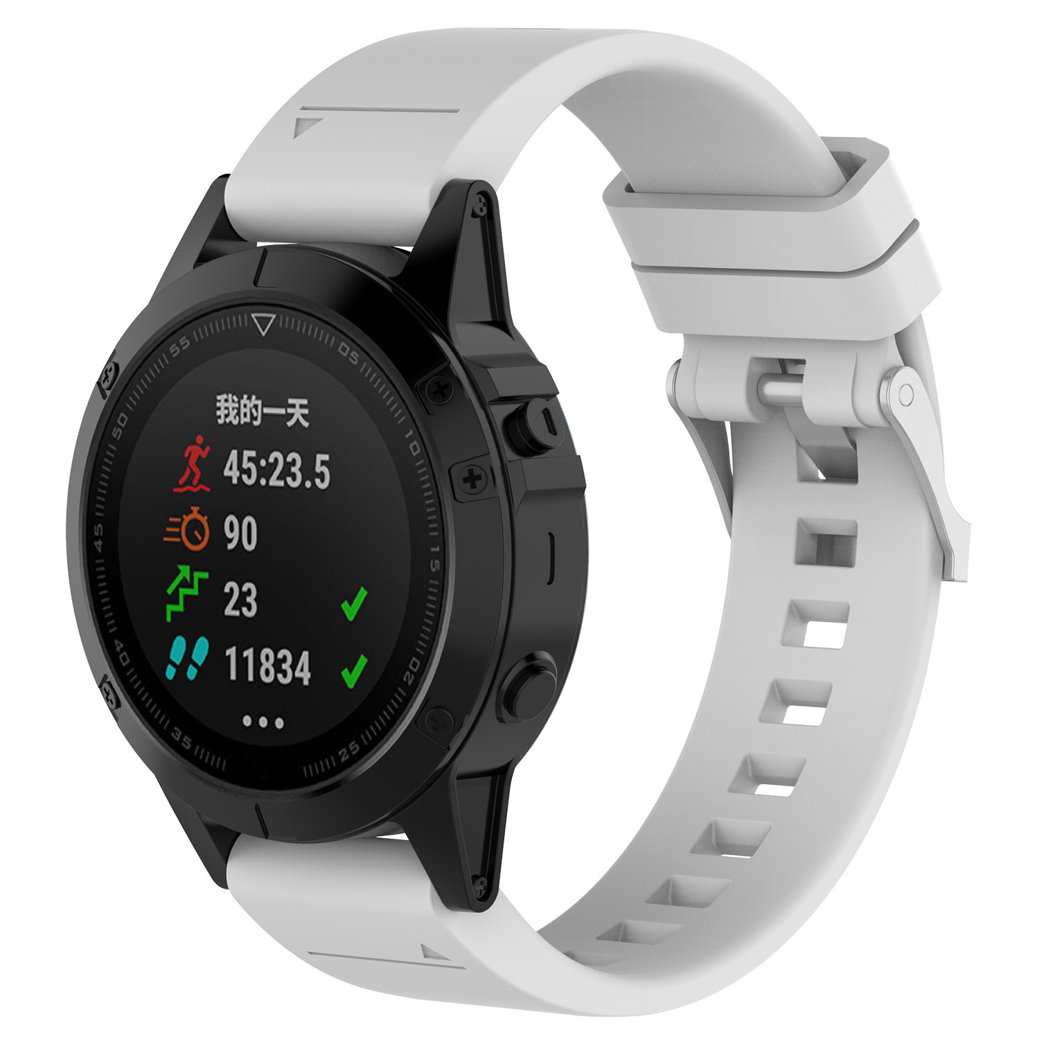 Strap-it Garmin Fenix 5 / 6 glossy silicone band (wit)