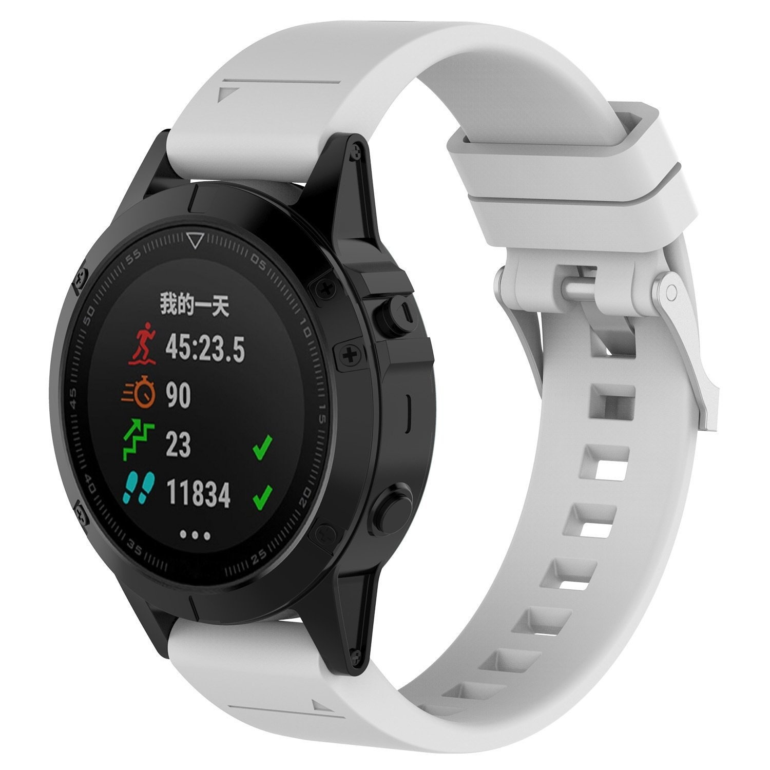 Strap-it Garmin Instinct 3 - 45mm glossy silicone band (wit)