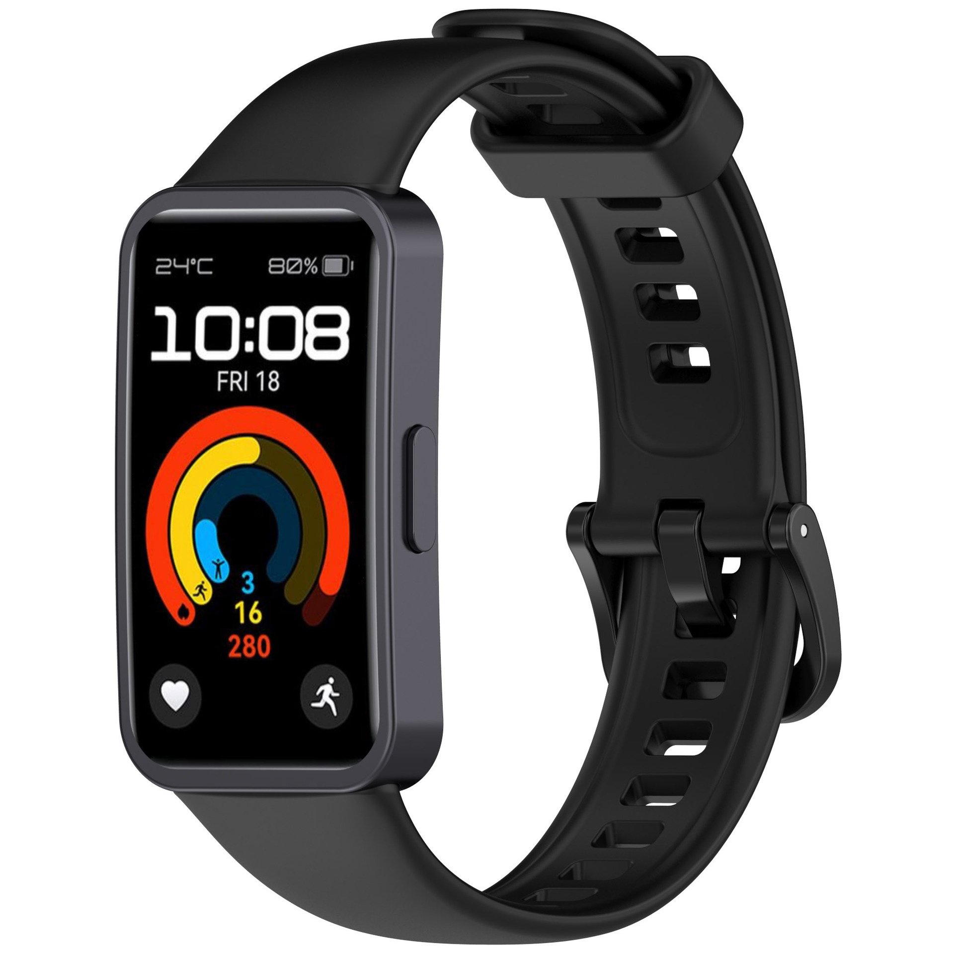 Strap-it Huawei Band 8 classic siliconen bandje (zwart)