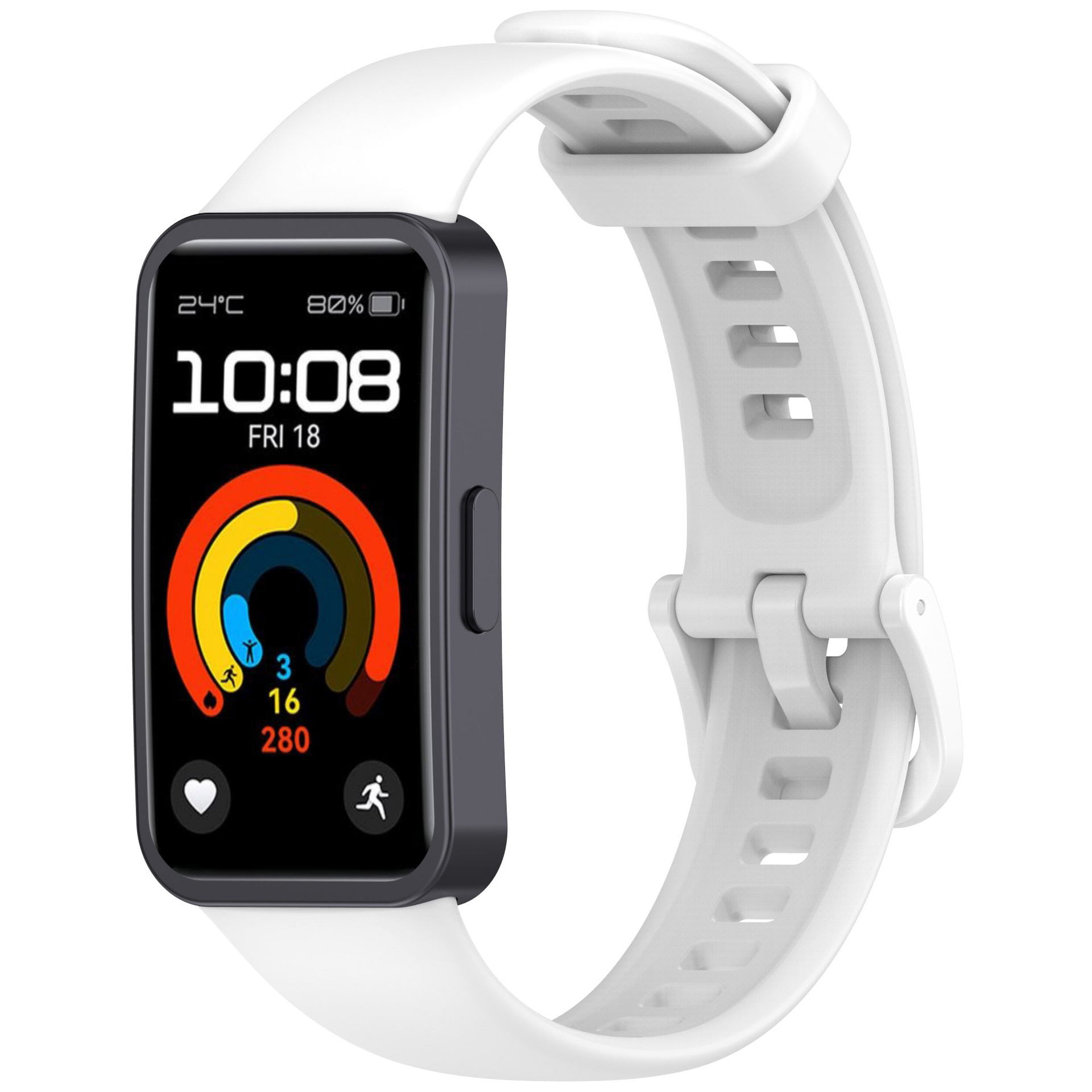 Strap-it Huawei Band 8 classic siliconen bandje (wit)