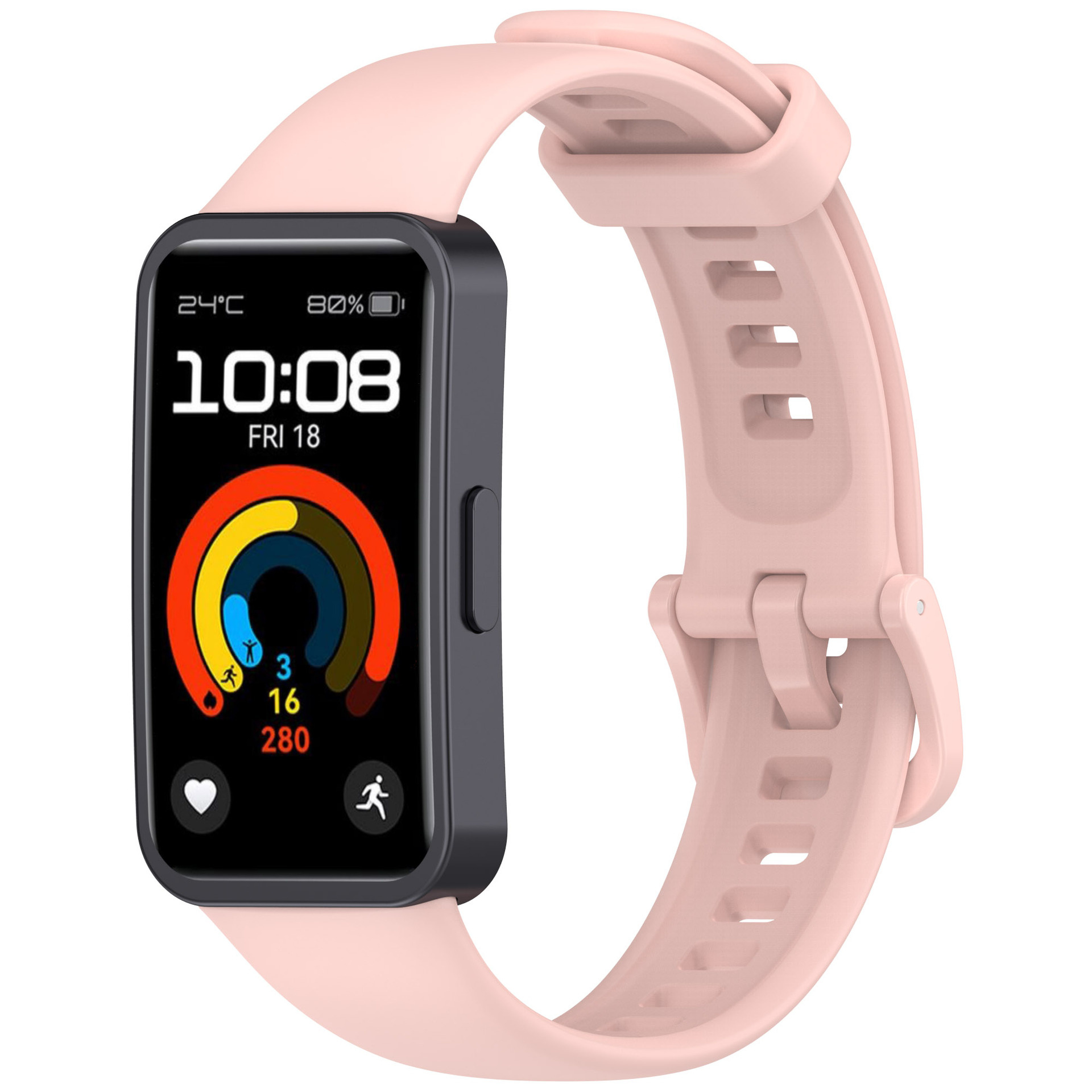 Strap-it Huawei Band 8 classic siliconen bandje (roze)