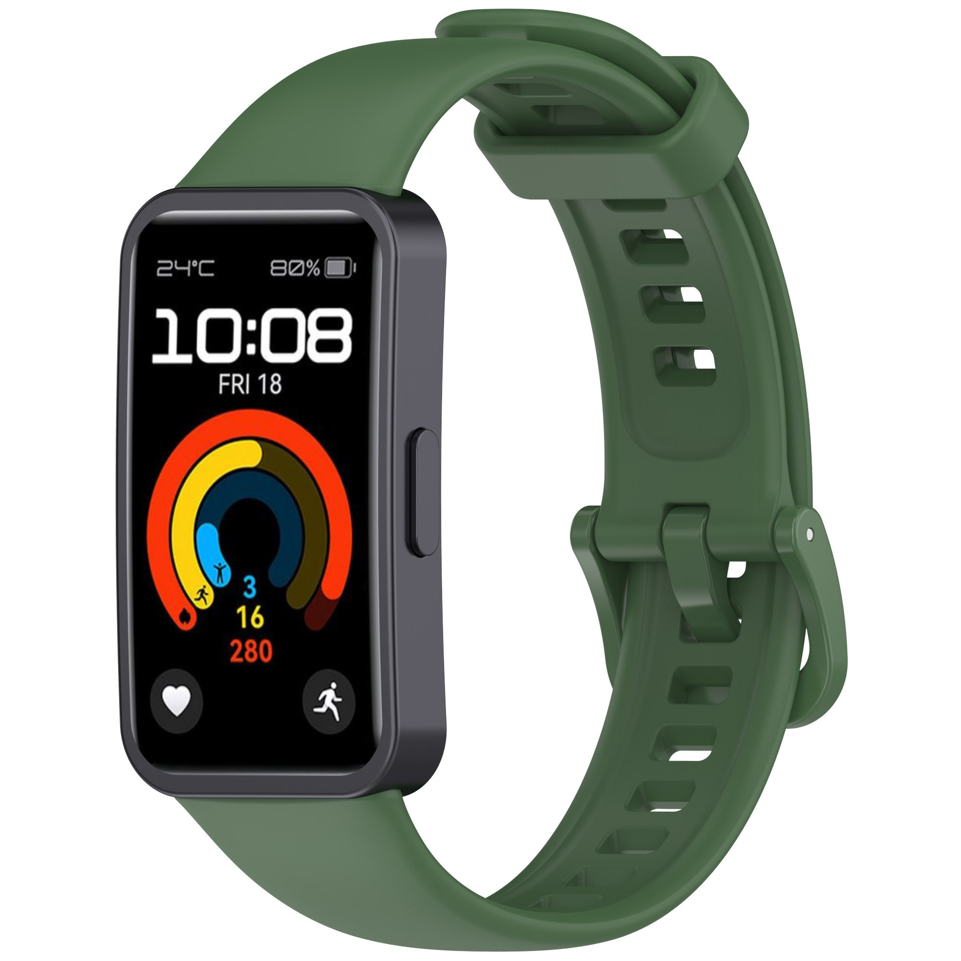 Strap-it Huawei Band 8 classic siliconen bandje (donkergroen)