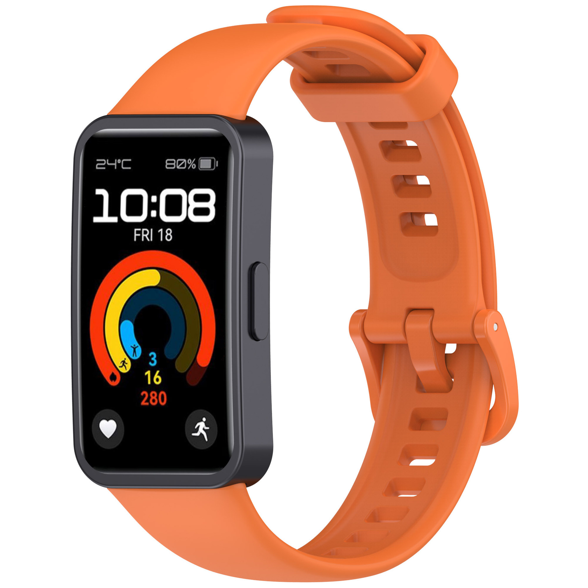 Strap-it Huawei Band 8 classic siliconen bandje (oranje)