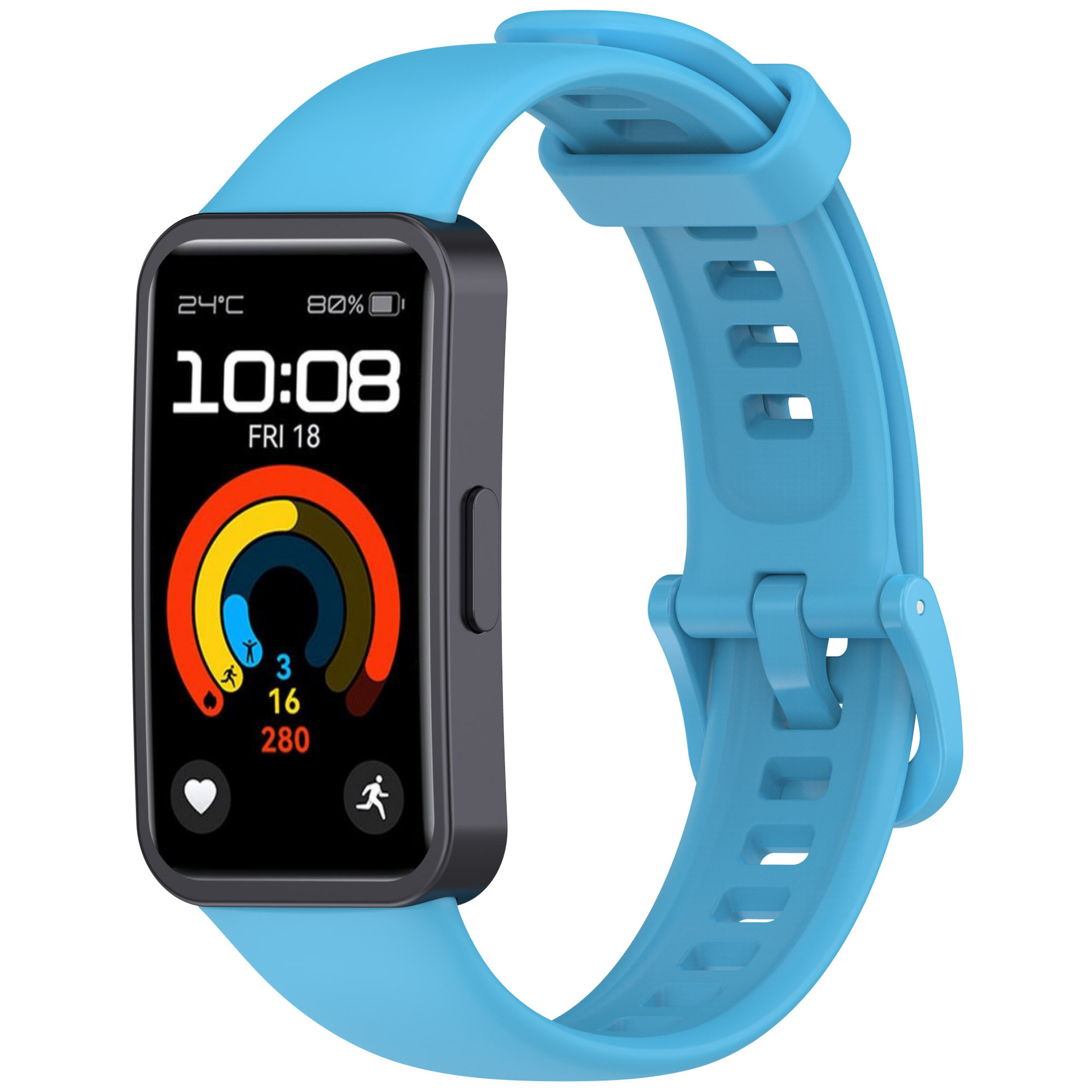 Strap-it Huawei Band 8 classic siliconen bandje (lichtblauw)