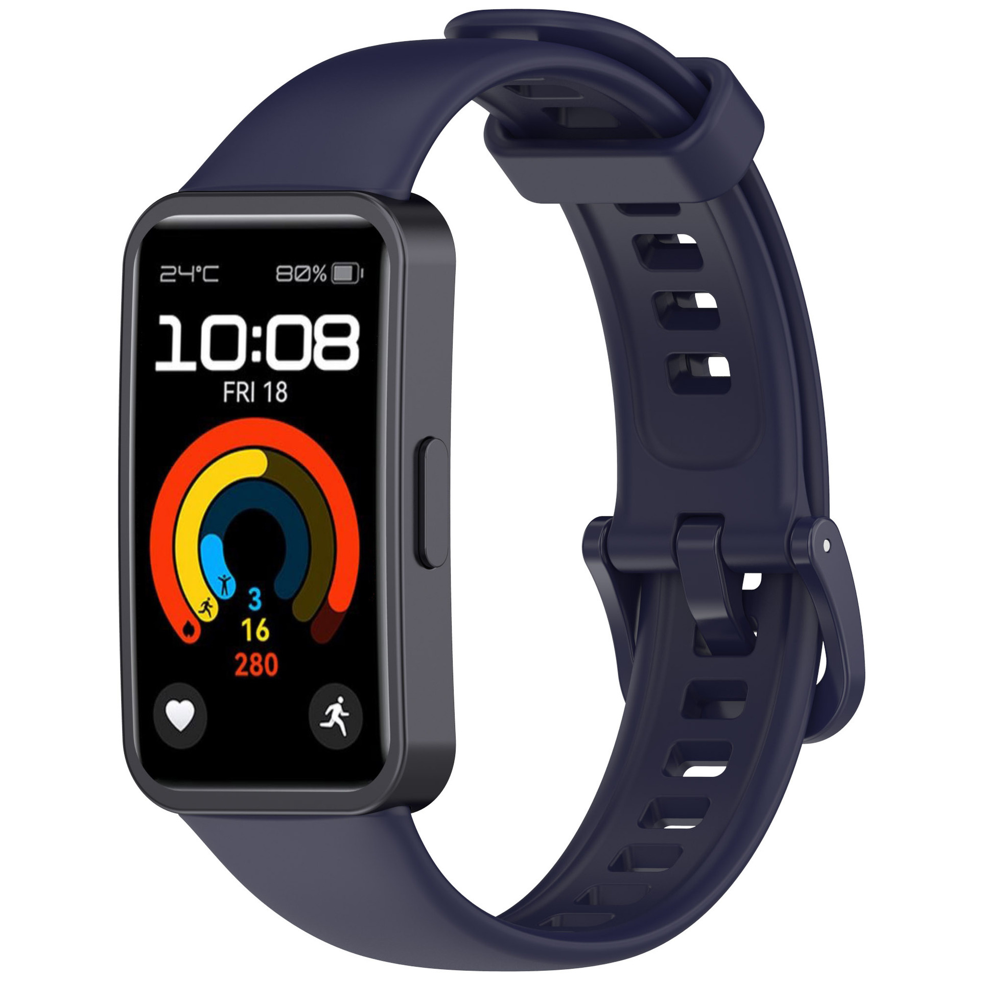 Strap-it Huawei Band 9 classic siliconen bandje (donkerblauw)