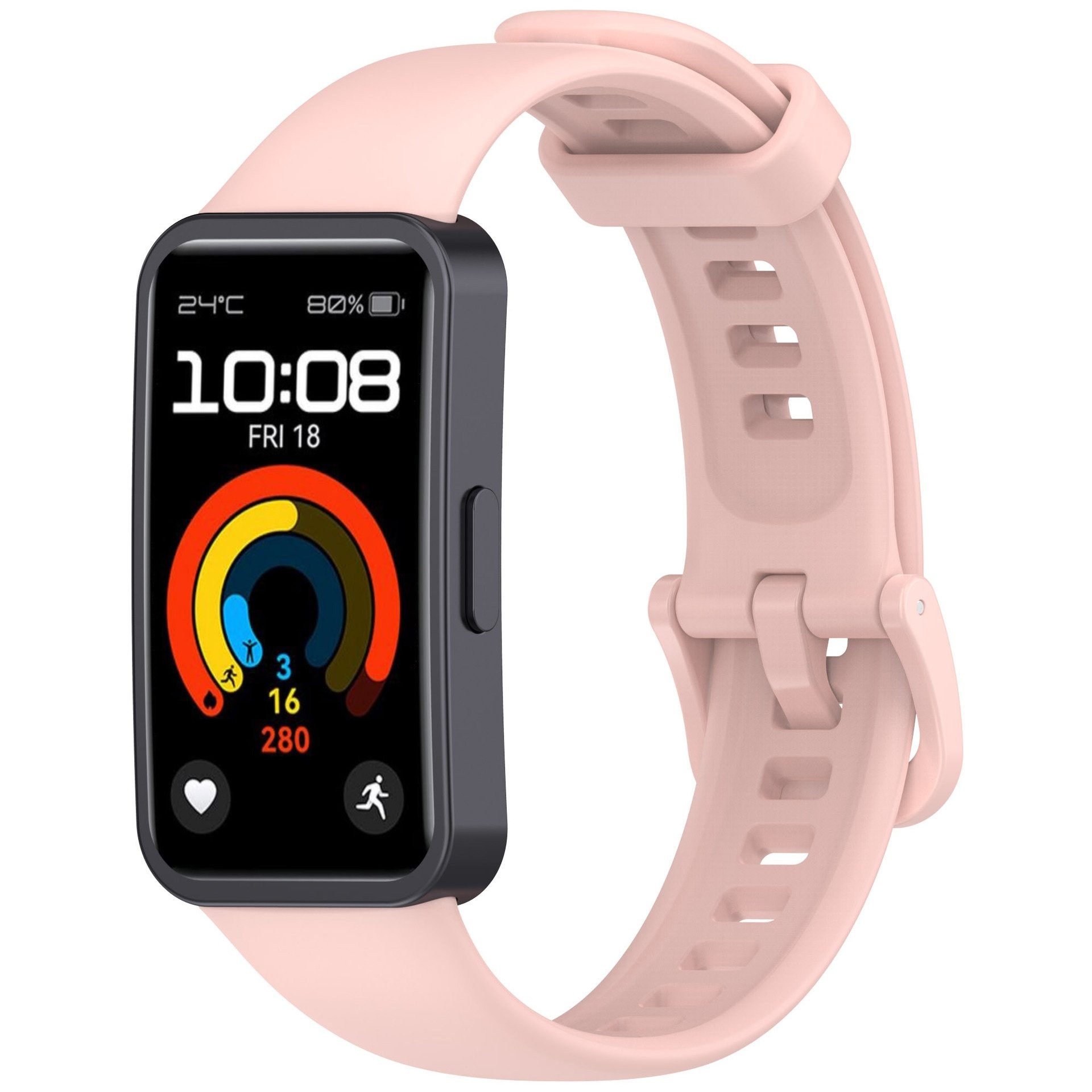 Strap-it Huawei Band 10 classic siliconen bandje (roze)
