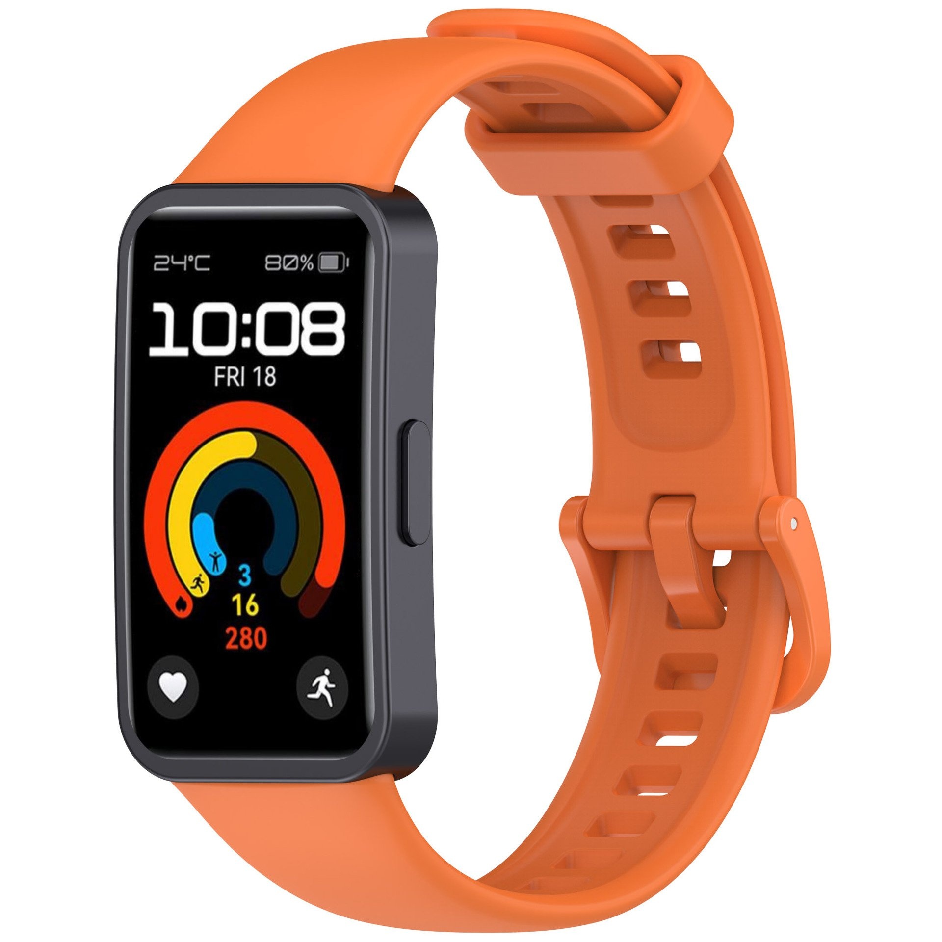 Strap-it Huawei Band 10 classic siliconen bandje (oranje)