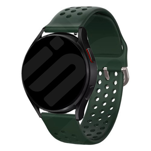 Strap-it Samsung Galaxy Watch FE siliconen bandje met gaatjes (legergroen)