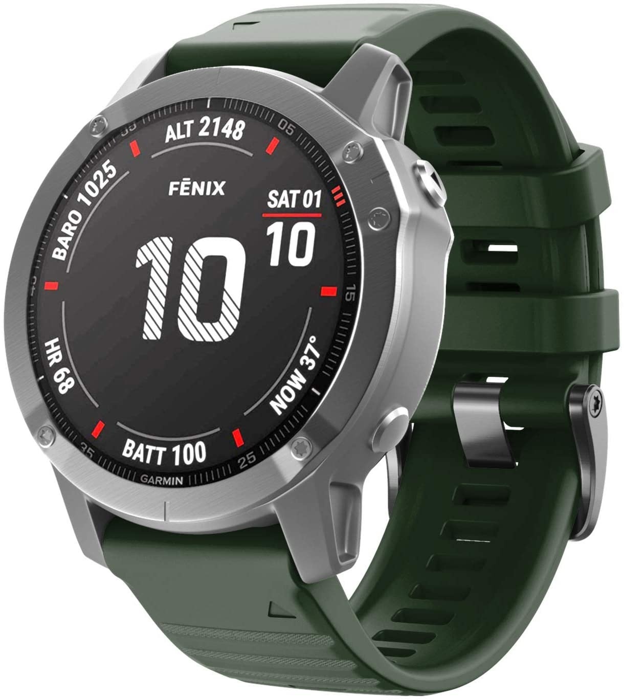 Strap-it Garmin Quatix 3 / 6x / 7x Solar siliconen bandje (donkergroen)