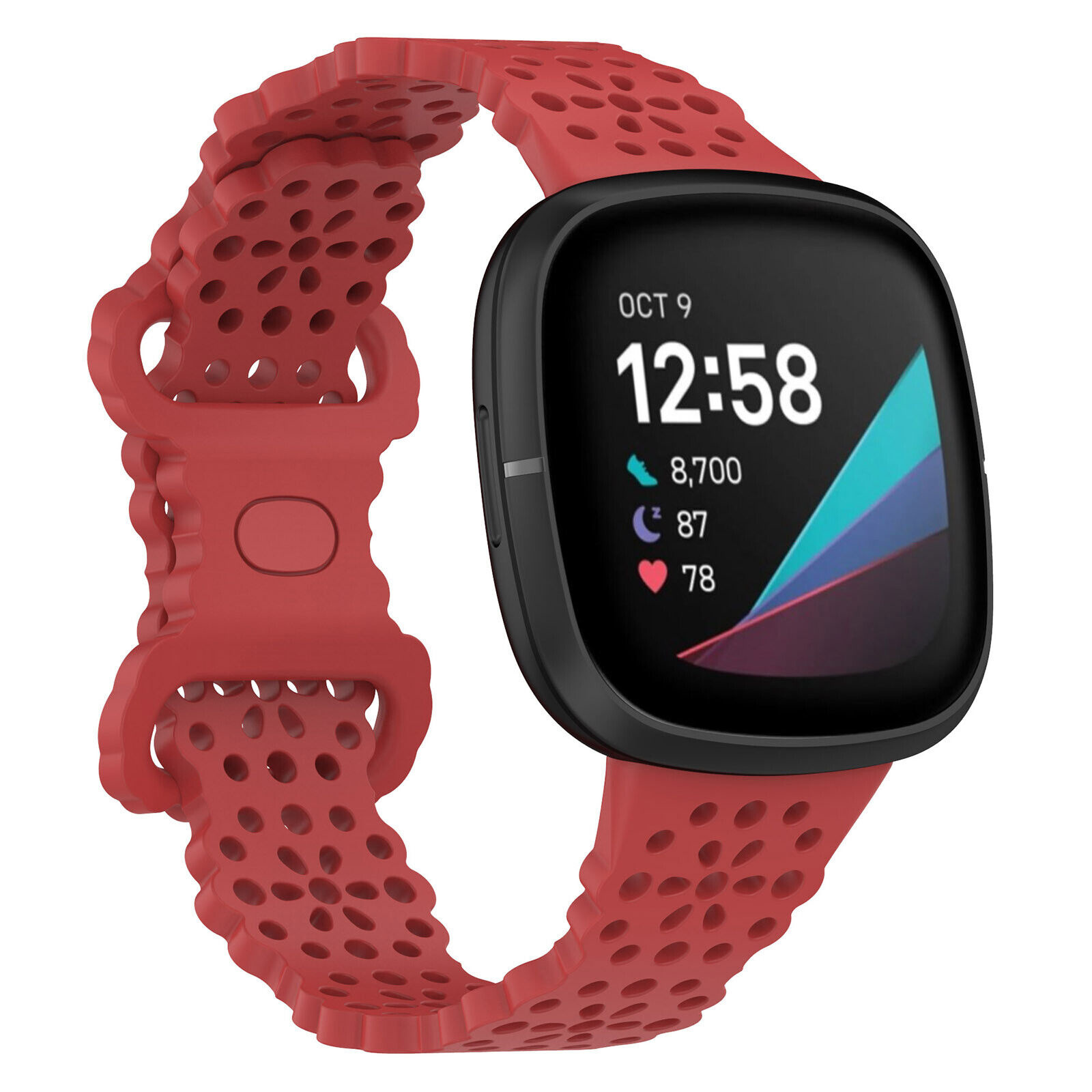 Strap-it Fitbit Sense siliconen bandje met patroon (rood)