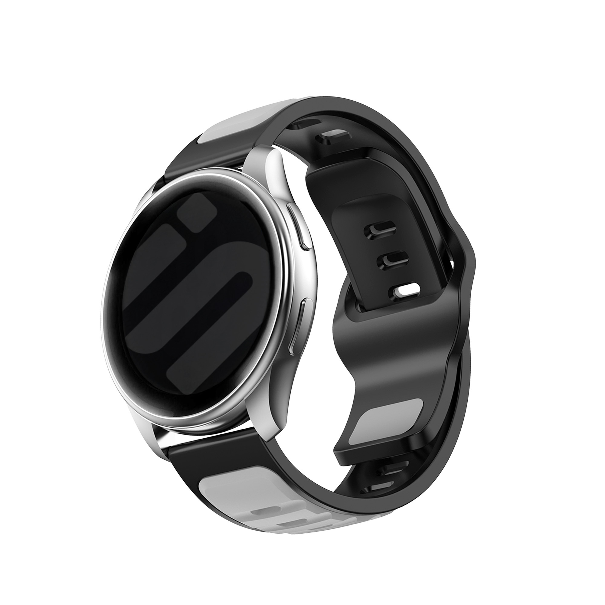 Strap-it Samsung Galaxy Watch 7 - 44mm outdoor duo siliconen bandje (grijs/zwart)