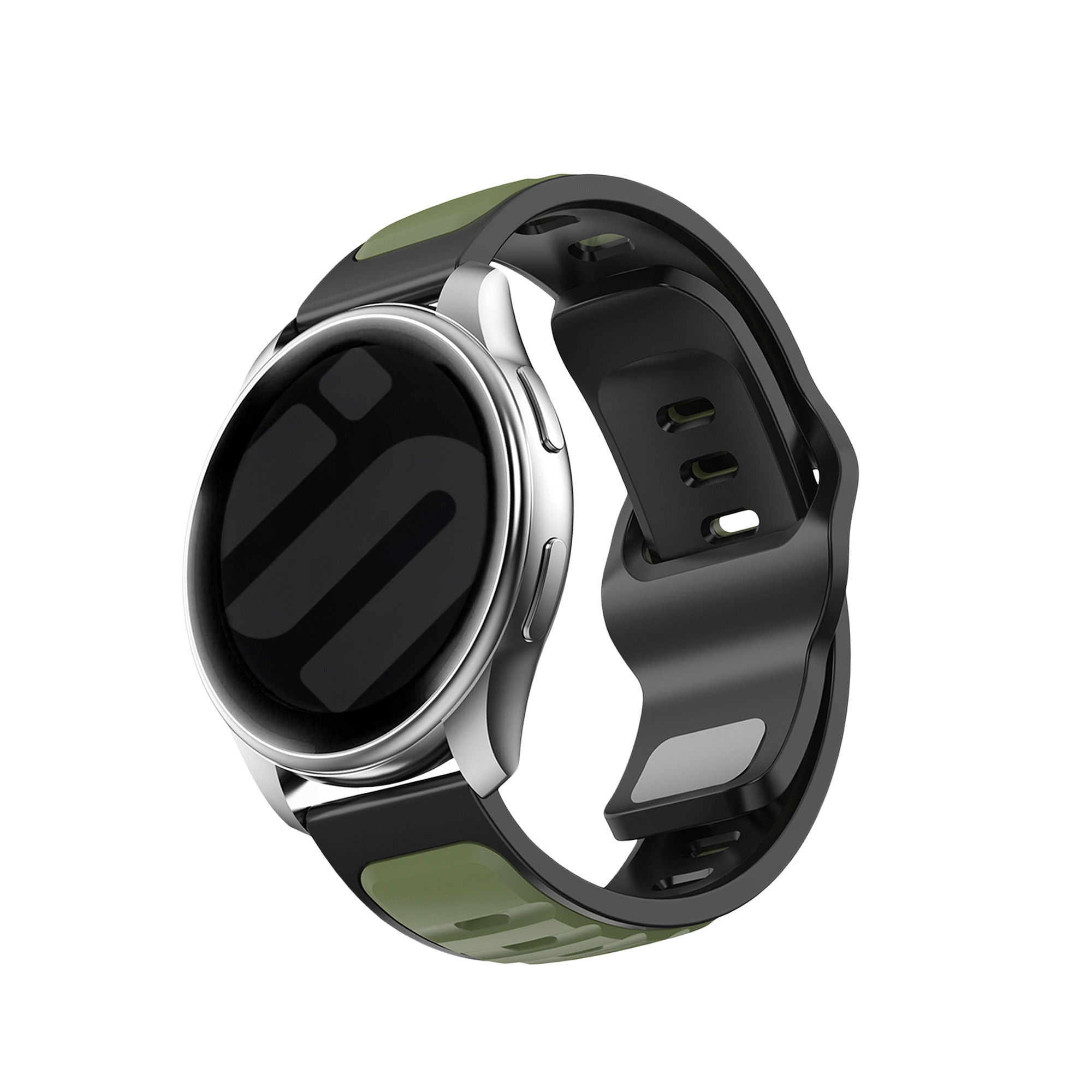 Strap-it Samsung Galaxy Watch 7 - 44mm outdoor duo siliconen bandje (groen/zwart)