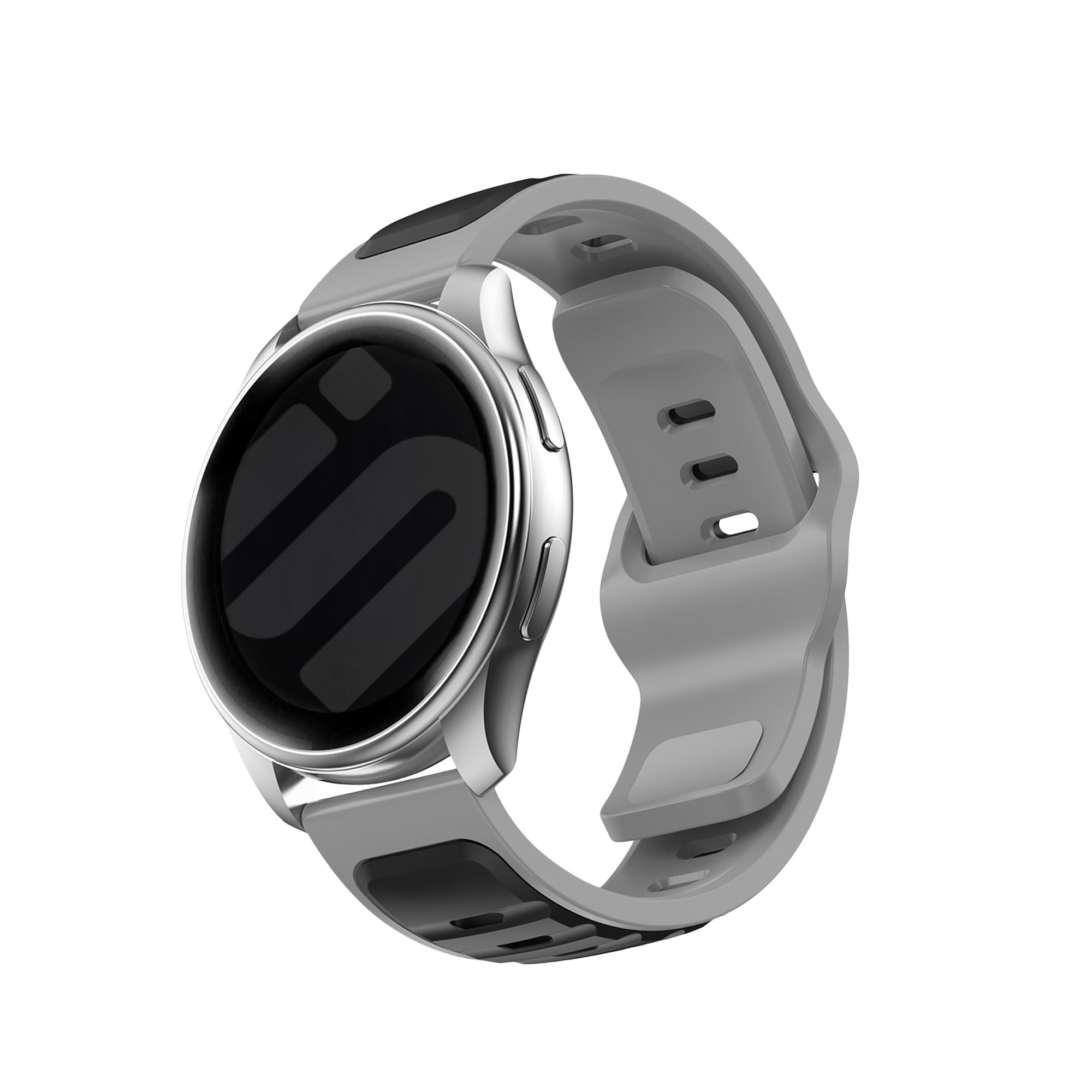 Strap-it Samsung Galaxy Watch 7 - 44mm outdoor duo siliconen bandje (zwart/grijs)