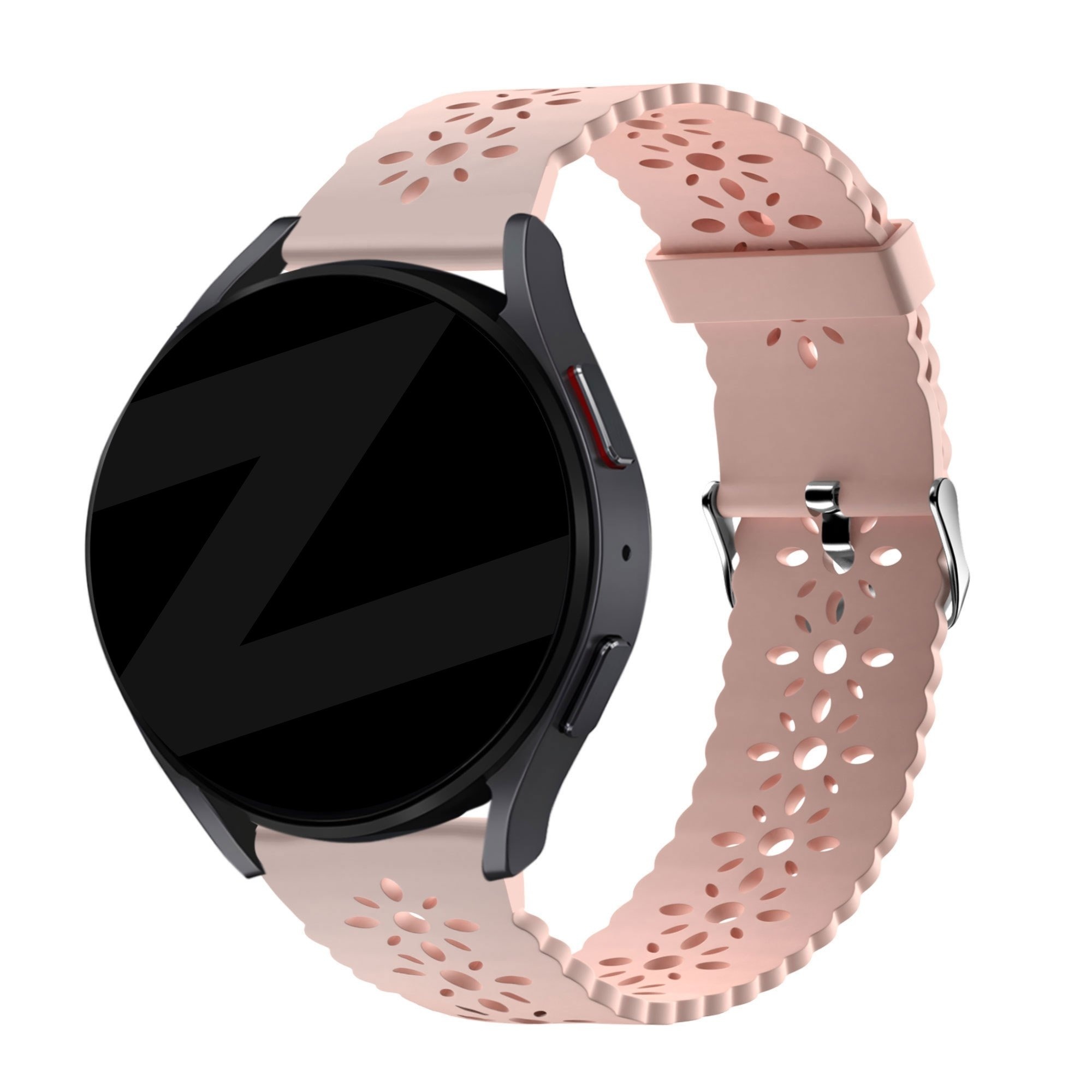 Bandz Samsung Galaxy Watch FE siliconen band met bloemenpatroon (roze)